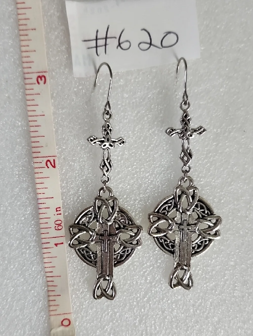 Hand Crafted Silver Celtic Knot Cross Drop Earrings